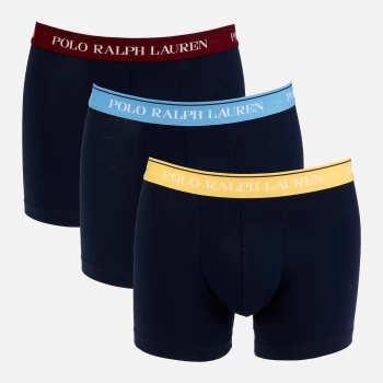 Image of Polo Ralph Lauren Mens 3 Pack Contrast Waistband Boxer Shorts - Wine/Sky/Yellow - L