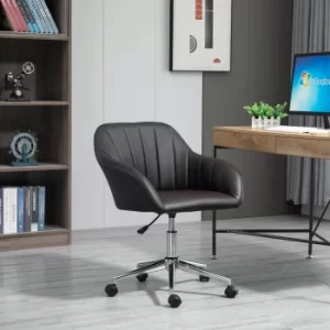 Image of Vinsetto Mid-Back Office Chair PU Leather Swivel Task Armchair with Tub Shape Design for Living Room Home, Brown