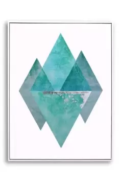 Image of Hand Finished 'Reflections In Blue' Framed Print Abstract Wall Art - (W)62.5cm x (H)82.5cm x (D) 5cm