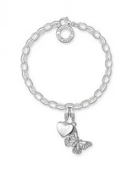 Image of Thomas Sabo Sterling Silver Charm Club Bracelet With Butterfly And Heart Charms