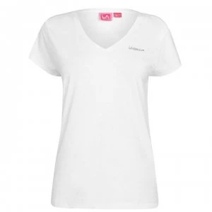 Image of LA Gear V Neck T Shirt Ladies - White