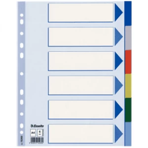 Image of Esselte 15260 A4 Plastic Dividers with 6 Tabs (11 holes)