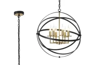 Image of Pendant, 6 x E14, Black, Gold