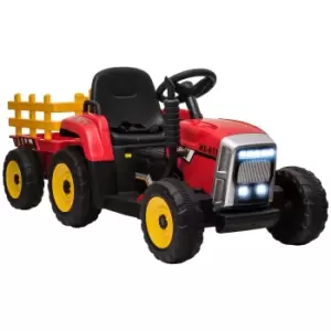 Image of HOMCOM Electric Ride on Tractor with Detachable Trailer, 12V Kids Battery Powered Electric Car w/ Remote Control, Music Start up Sound