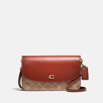 Image of Coach Womens Coated Canvas Signature Hayden Cross Body Bag - Tan Rust