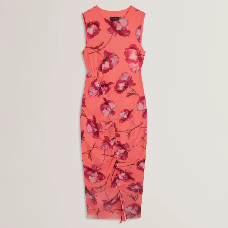 Image of Ted Baker Ted Mesh Midi Dress Ld63 Coral female 6 (2X)