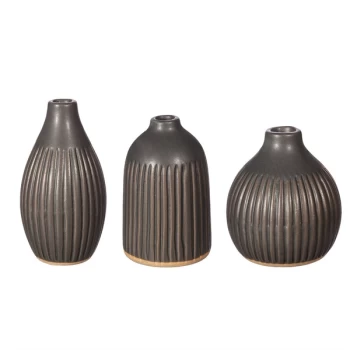 Image of Sass & Belle Grooved Bud Vases Black - Set of 3