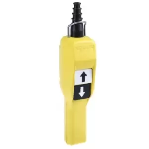 Image of Schneider Electric 2 Button Push Button Pendant Station - NO/NC, Harmony XACA, 2 Cutouts, Black, White, Down Arrow, Up