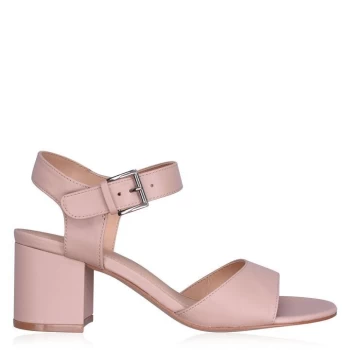 Image of Linea Block Heel Sandals - Nude Leather