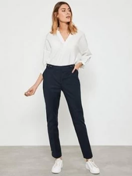 Image of Mint Velvet Eyelet Detail Capri Trousers - Ink, Dark Blue, Size 10, Women