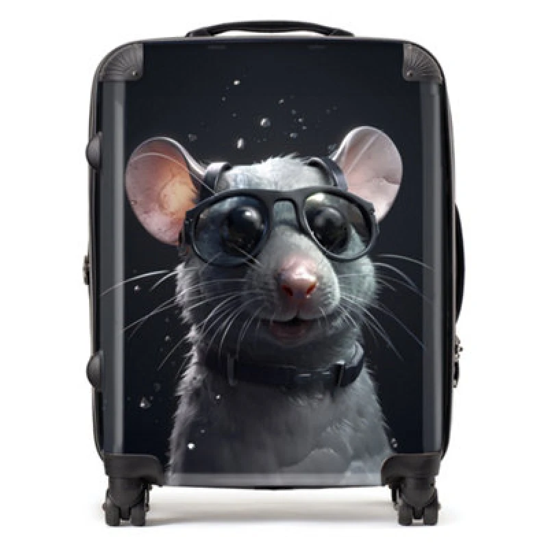 Image of Warren Reed Designer Splashart Rat In Glasses Suitcase - Large