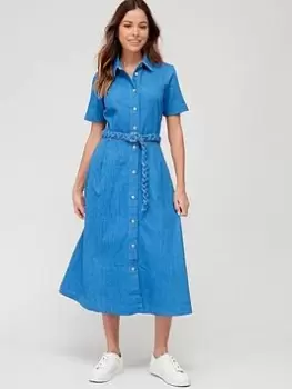 Image of Tommy Hilfiger Denim Fit And Flare Dress - Blue Size 38, Women
