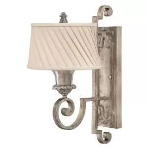 Image of Wall Light Glass Bobesches Ivory Pleated Fabric Shade Silver Leaf LED E27 75W