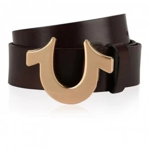 Image of TRUE RELIGION Horseshoe Buckle Belt - Brown/Gold