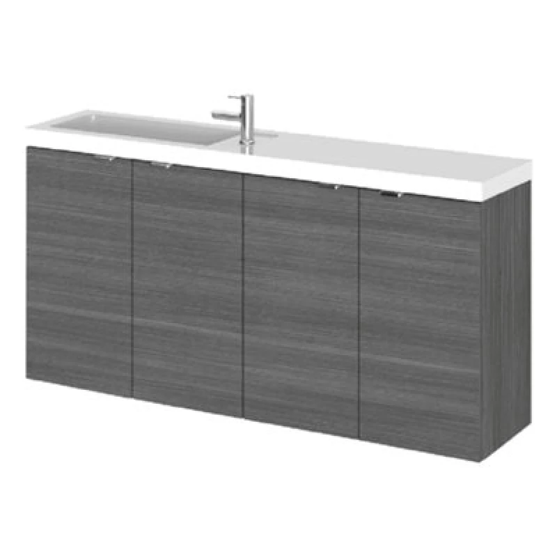 Image of Hudson Reed Fusion 1000mm Compact Basin And Wc Combination Vanity Unit - Anthracite Gloss