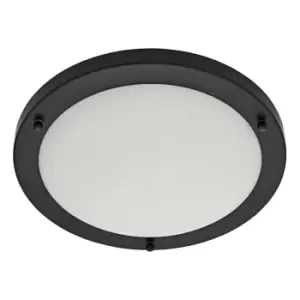 Image of Spa 310mm Delphi Flush Ceiling Light Opal Glass and Satin Black