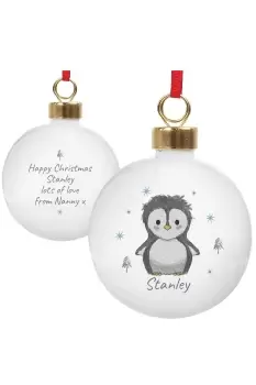 Image of Personalised Pebbles the Penguin Bauble - White