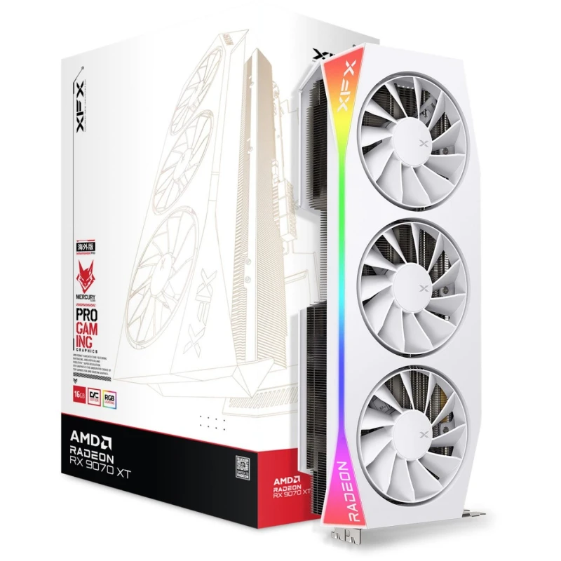 Image of XFX Mercury AMD Radeon RX 9070XT OC White 16GB GDDR6 Gaming Graphics Card - RX-97TRGBBW9