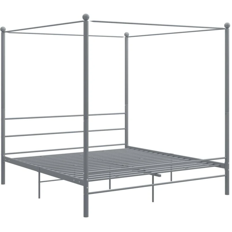Image of VIDAXL Canopy Bed Frame without Mattress Grey Metal 200x200cm Vidaxl 8720286163863