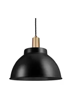 Image of Sleek Dome Pendant, 13 Inch, Black, Brass Holder