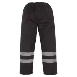 Image of Yoko Mens Hi-Vis Waterproof Contractor Over Trousers (Pack of 2) (S) (Black)