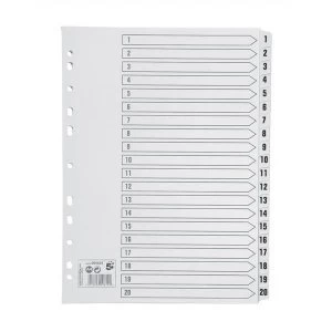 Image of 5 Star Office A4 Index 150gsm Card with Mylar Tabs 1 20 White