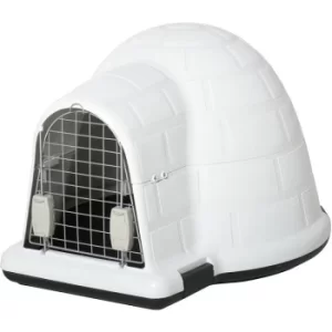 Image of PawHut Plastic Igloo-Design Dog House Puppy Pet Shelter w/ Windows Metal Door