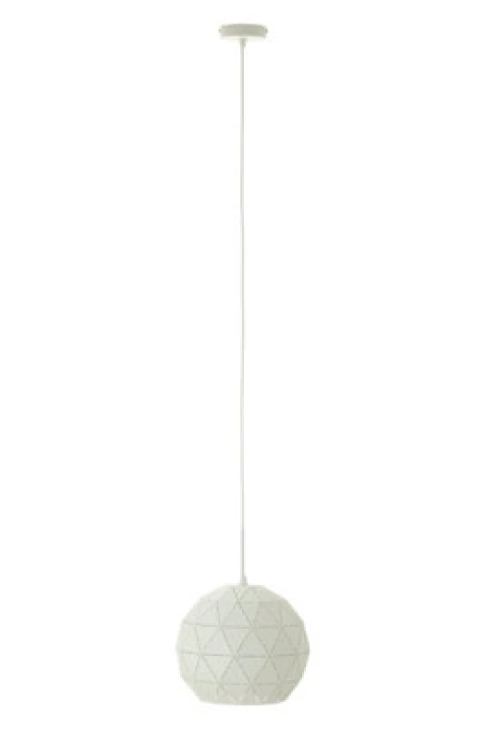 Image of Orsina White Pendant Light, Geometric Metal Shade With Slotted Design, Durable Steel Hanging Lamp