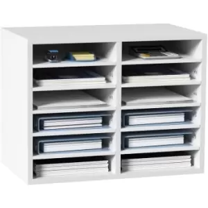 Image of VEVOR Wood Literature Organizer Adjustable File Sorter 12 Compartments White