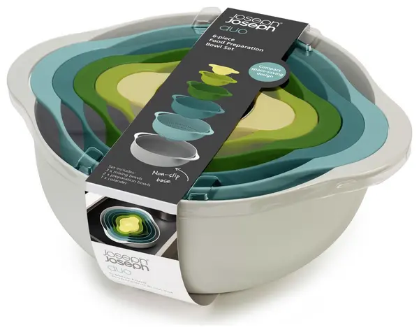 Image of Joseph Joseph Joseph Joseph Duo Set of 6 Plastic Mixing Bowls