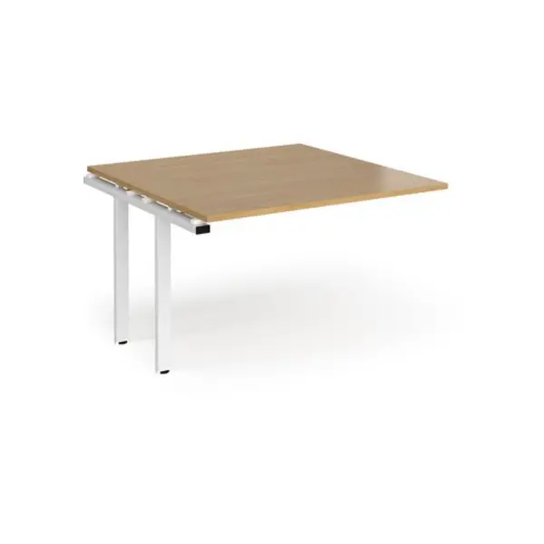 Image of Adapt Adapt boardroom table add on unit 1200mm x 1200mm - white frame, oak top (Made-to-order 4 - 6 week lead time) Oak EBT1212-AB-WH-O