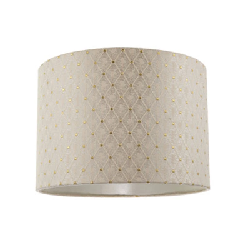 Image of Happy Homewares Light Taupe Jacquard Fabric 10" Lamp Shade With Shiny Gold Decor