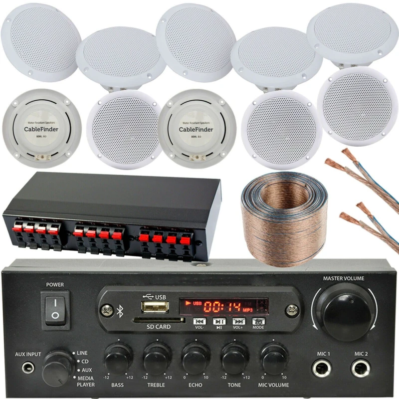 Image of Loops 5 Zone Bluetooth System 10x Ceiling Speaker Background Music Shop Restaurant Multi unisex