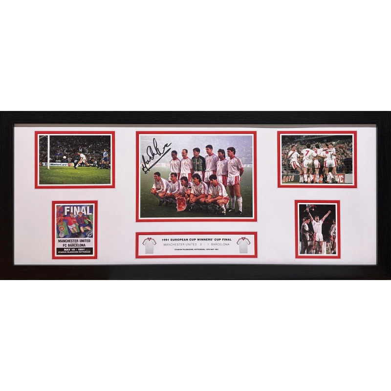 Image of AllStarSignings Ltd Mark Hughes signed Manchester United storyboard Red unisex One Size