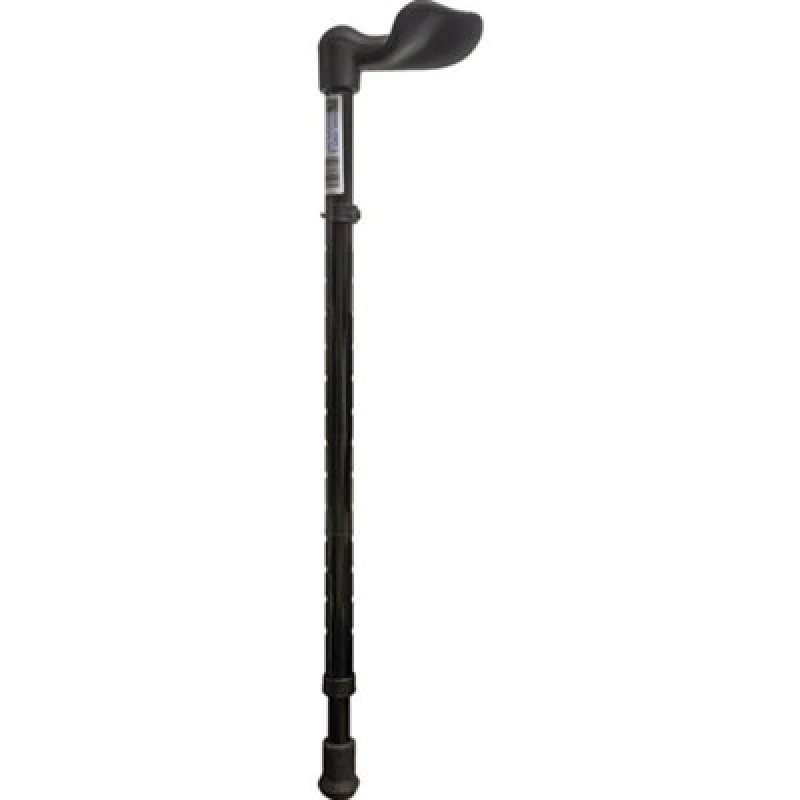 Image of Loops Right Handed Ergonomic Handled Walking Stick - Telescopic Height - Gloss Black Black