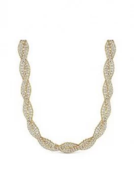 Image of Mood Mood Gold Plated Crystal Plait Collar Necklace