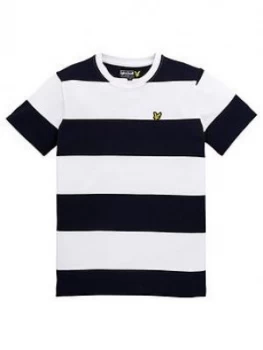 Image of Lyle & Scott Boys Short Sleeve Wide Stripe T-Shirt - Navy/White