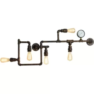 Image of AMARCORD Industrial 5 Light Semi Flush Light Rust 109x47cm