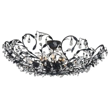 Image of Linea Verdace Michelan 12 Light Glass & Crystal Ceiling Light Black