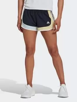 Image of adidas Marathon 20 Colourblock Running Shorts, Brown Size M Women