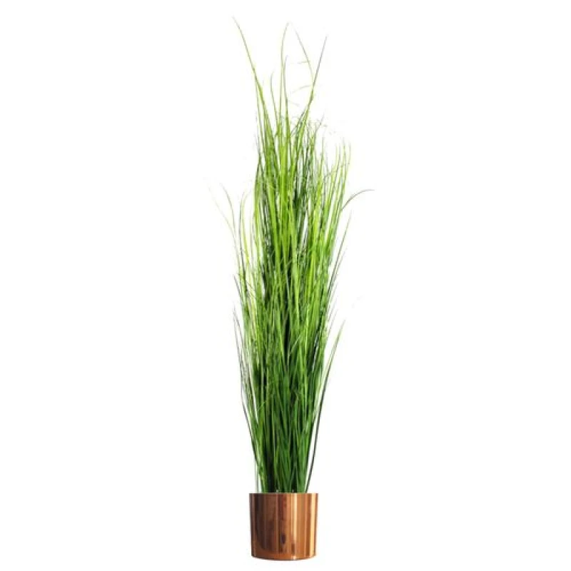 Image of Leaf 130cm Artificial Onion Grass Plant with Copper Metal Plater Green
