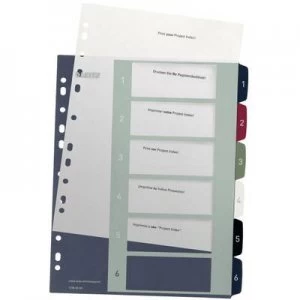 Image of Leitz 1236 Style Index A4 1-6 Polypropylene Multicolour 6 dividers Extra wide, Printable 1236-00-00
