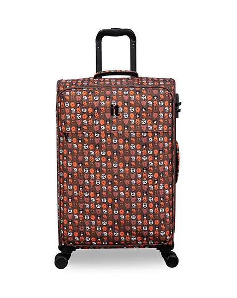 Image of IT Luggage Mellowed VWWM3 Medium Soft Shell Minimals Print Brown Suitcase