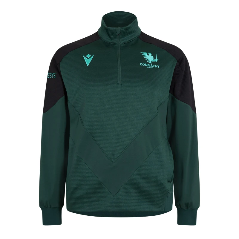 Image of Macron Connacht Quarter Zip Top 2024 2025 Adults - Green Green M