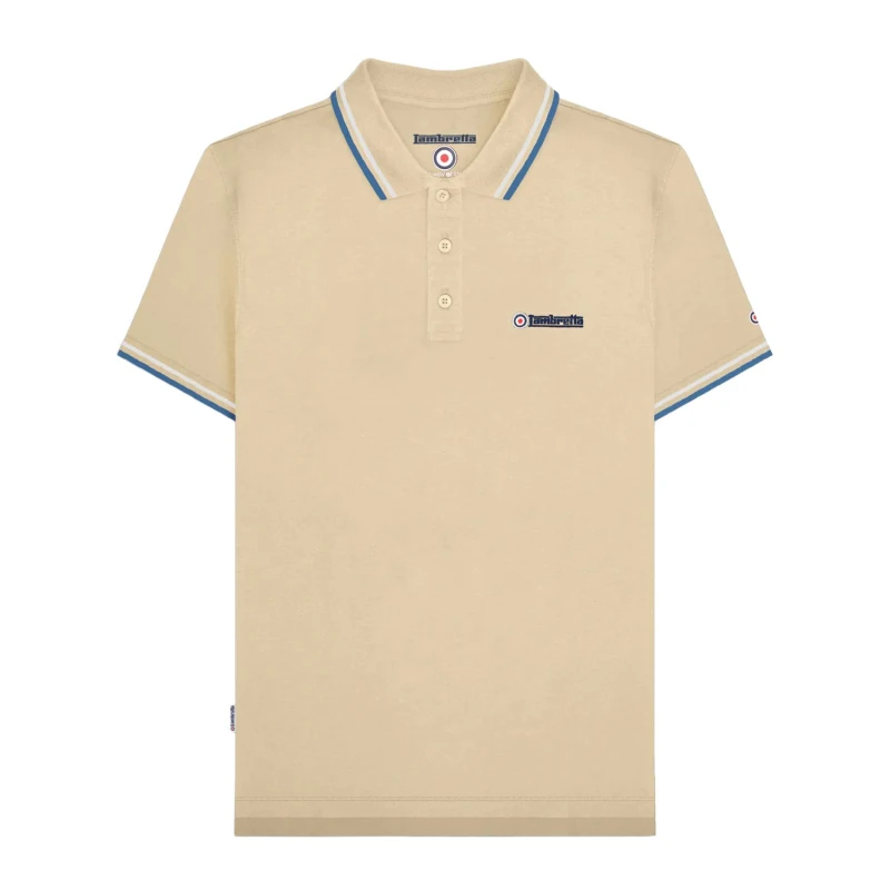 Image of Lambretta Lambretta Men SS25 Twin Tip Polo Shirt in Pale Grey Size: Small Pale Grey S Male 5063703661478
