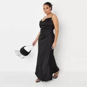 Image of Missguided Plus Premium X Back Cowl Maxi Dress - Black