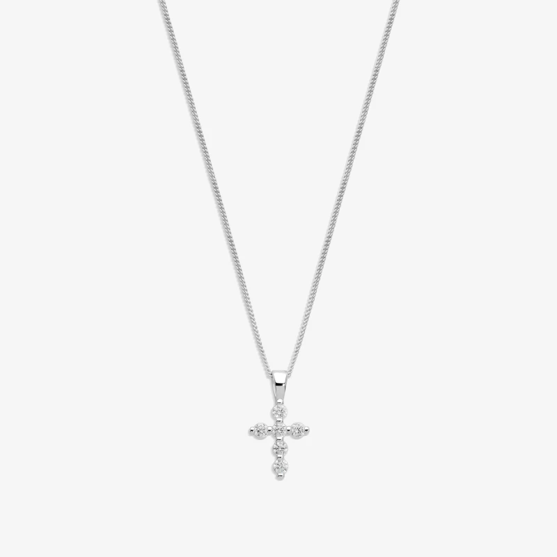 Image of Simply Silver Sterling Silver 925 CZ Mini Cross Pendant Jewellery Sets One Size Silver 71577711000