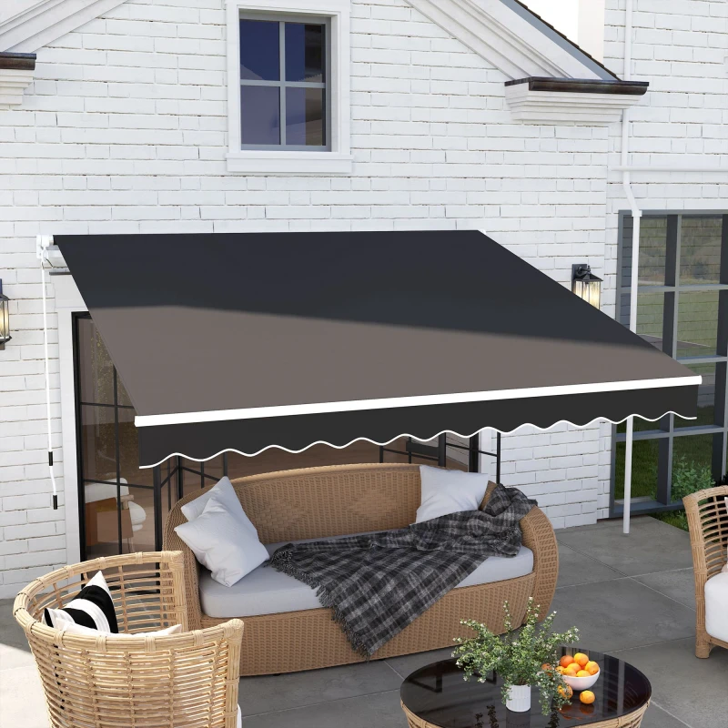 Image of Outsunny 2.95 x 2.5m Manual Awning Canopy Sun Shade Shelter Retractable Black