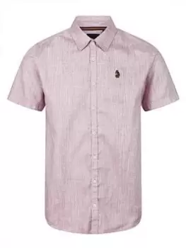 Image of Luke 1977 Yoko Short Sleeve Linen Shirt - Pink, Size L, Men