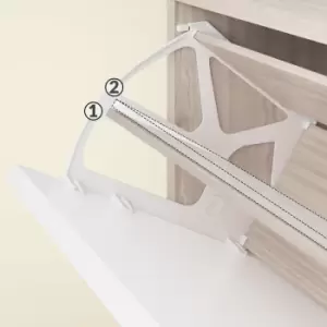 Image of Shoe Storage Cabinet 3 Flip Doors Wooden Organiser Footwear Rack Standing Drawer for Narrow Hallways 115x60x24cm Eiche-weiß (de)